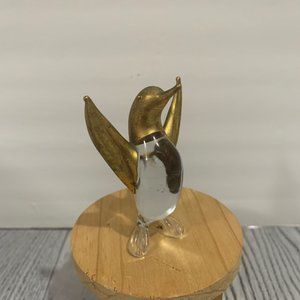 PAC Prestige American Corp Glass Art And Brass Penguin Figurine